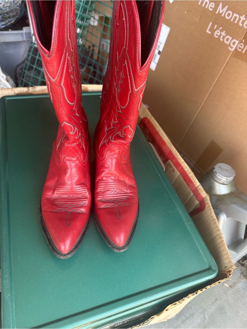 Tony Lama Red Embroidered Western Boots